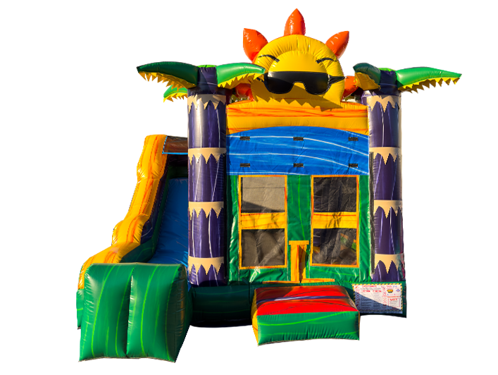Tropical 4-in-1 Combo Bounce House with Slide