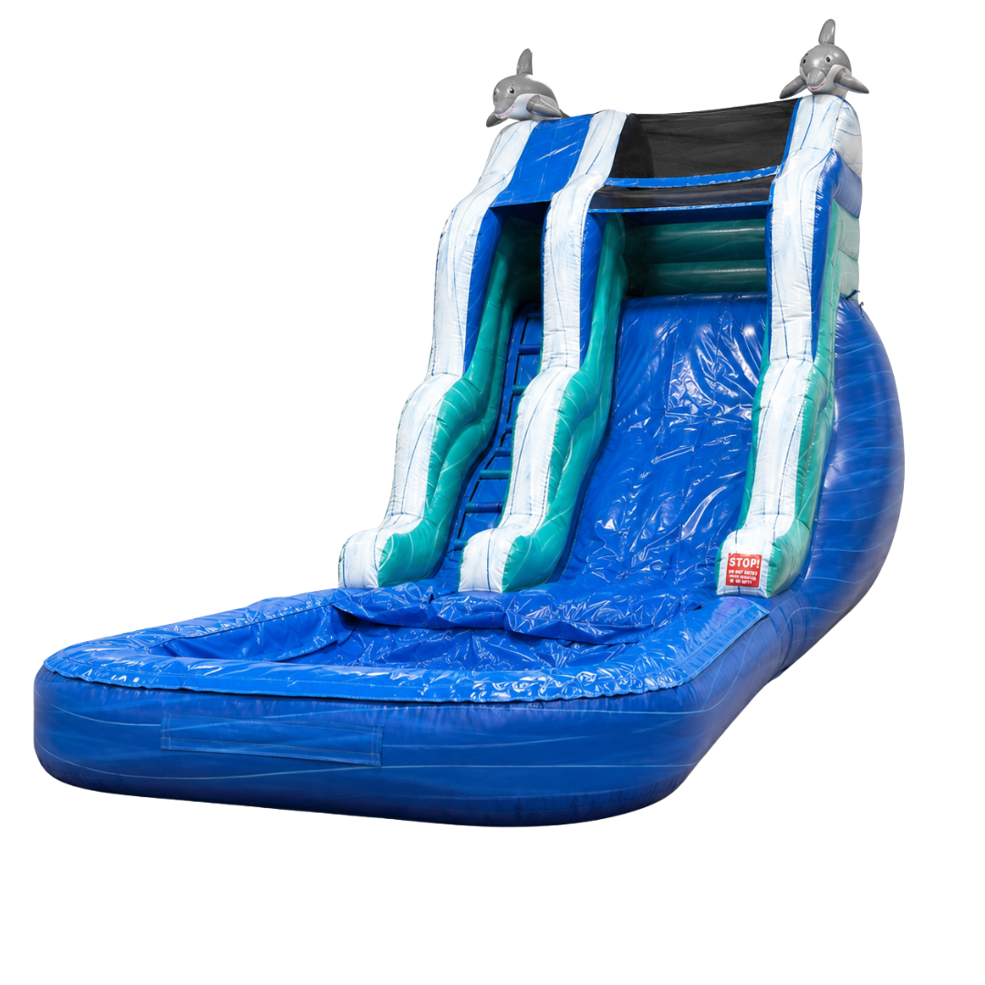 Blue & Aqua Dolphin 16' Waterslide