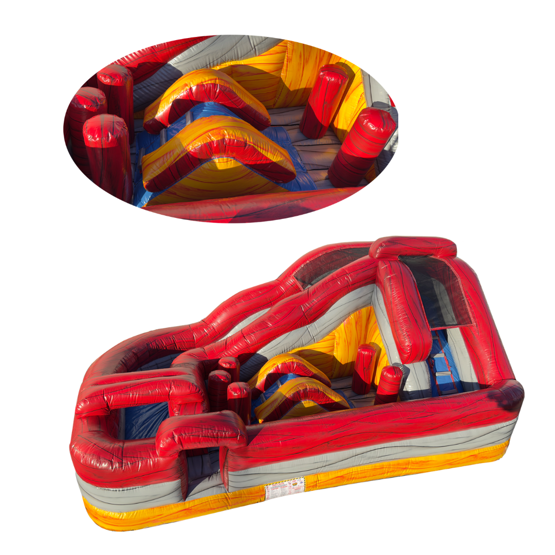 Volcano Rush Obstacle Course – 24’ Inflatable Obstacle Course with Slide