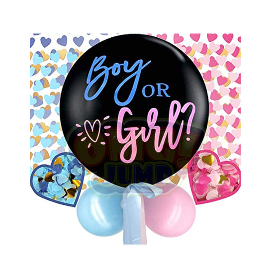 36" Gender Reveal Balloon with Pink & Blue Confetti