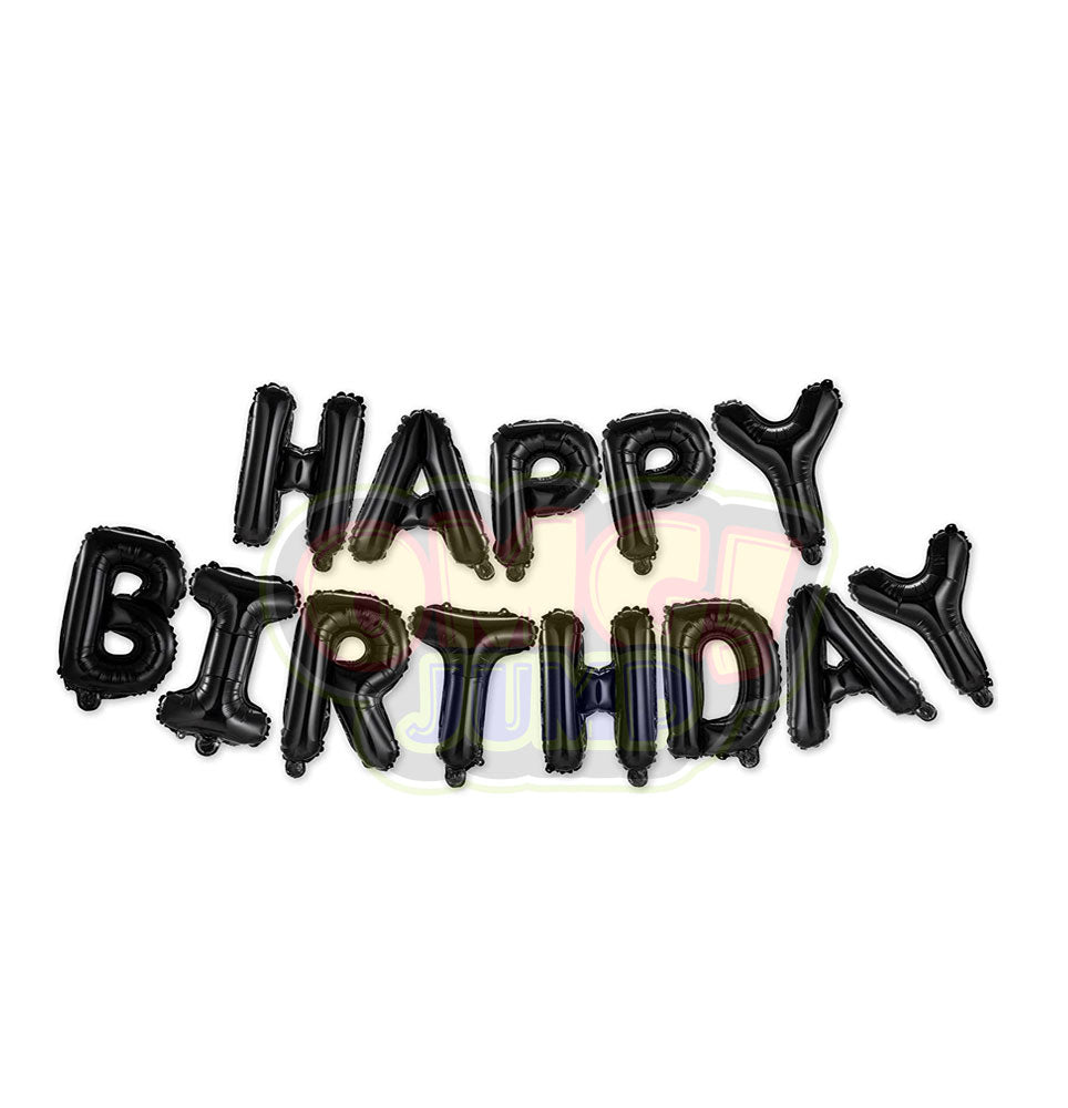 Black Happy Birthday Balloon Banner