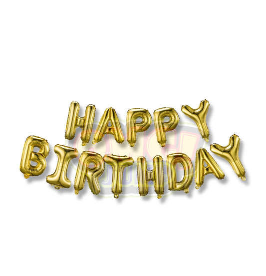 Gold Happy Birthday Balloon Banner