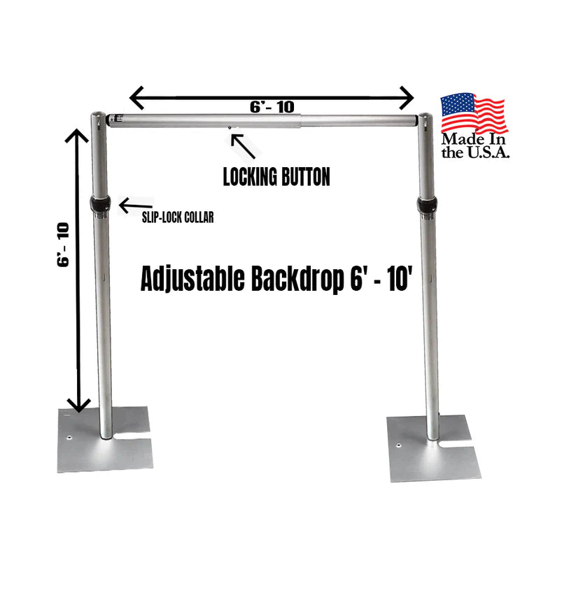 6 - 10 FT Adjustable Heavy-Duty Pipe & Drape Backdrop Stand 2