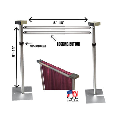 8 - 14 FT Adjustable Heavy-Duty Pipe & Drape Backdrop Stand