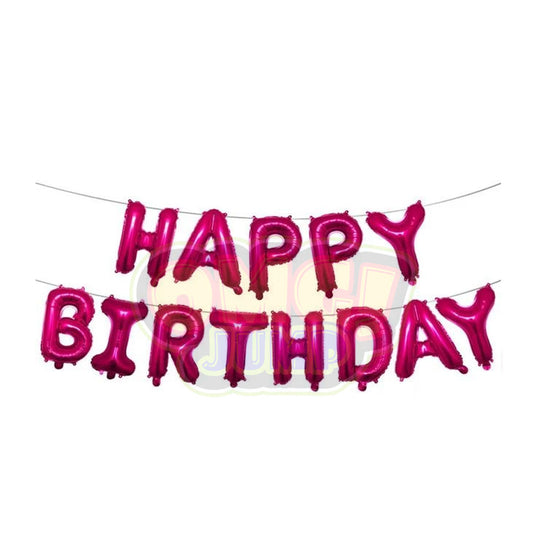 Hot Pink Happy Birthday Balloon Banner