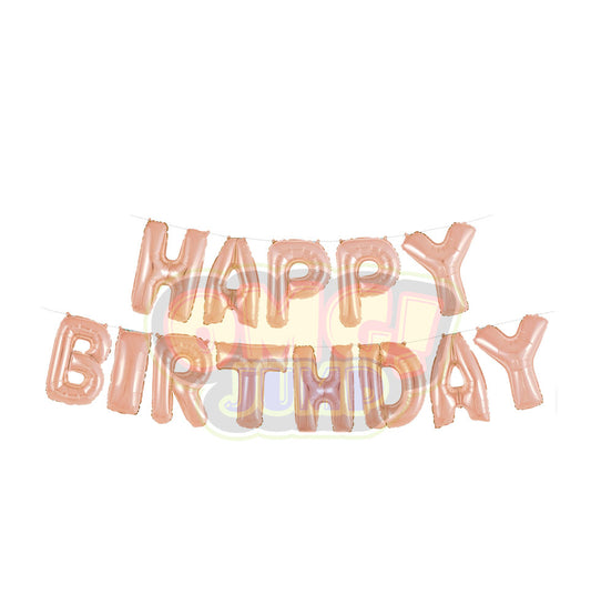 Rose Gold Happy Birthday Balloon Banner