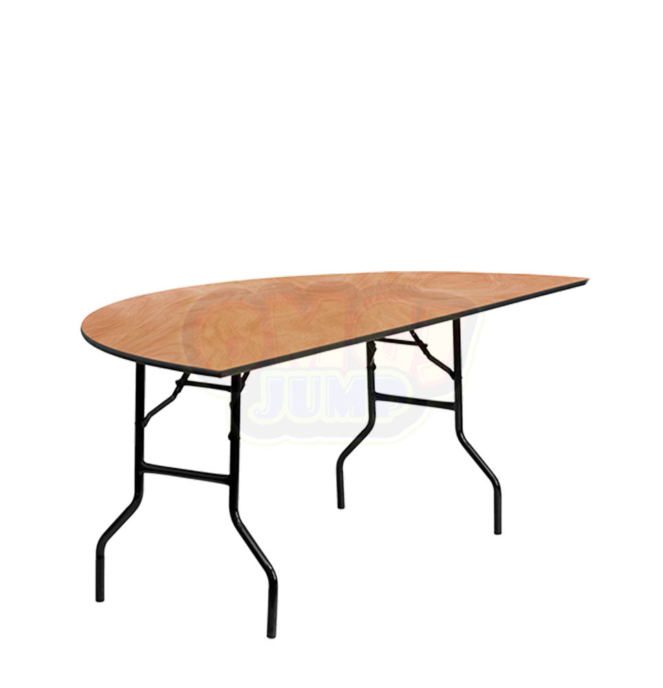 48" Half Moon Wooden Table